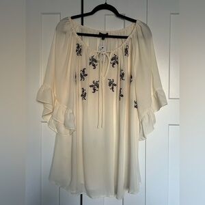 Lane Bryant Cream Blouse with Black Floral Detail size 26/28W. New with tags.